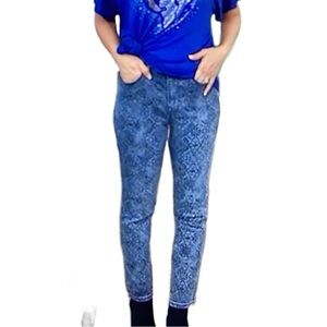 DG2 by Diane Gilman Classic Stretch Printed Skinny Jeans Chambray Tile 6 New